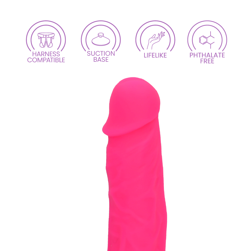 7.5" SILICONE DUAL DENSITY COCK W/ BALLS  - PINK