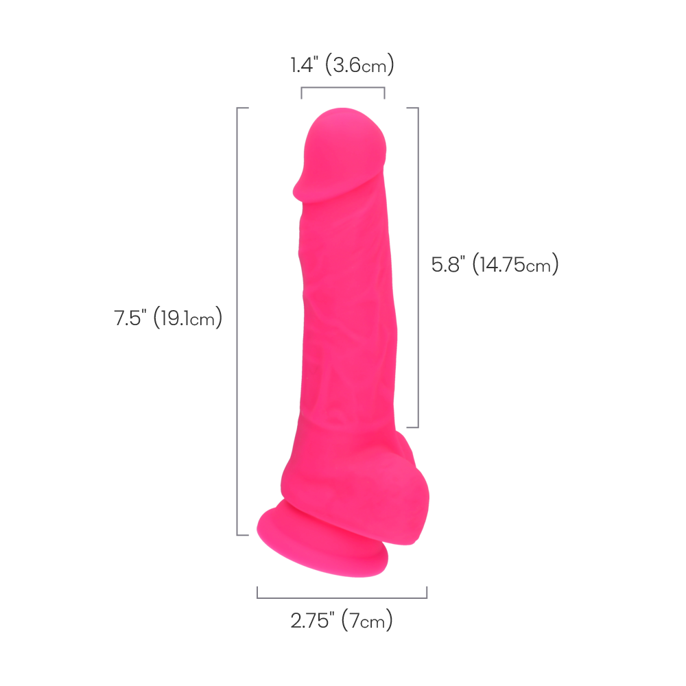 7.5" SILICONE DUAL DENSITY COCK W/ BALLS  - PINK