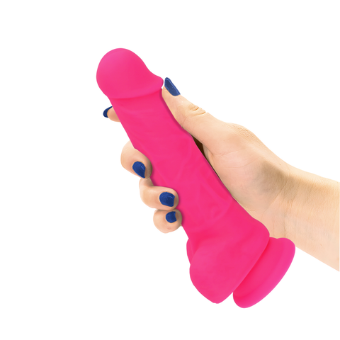 7.5" SILICONE DUAL DENSITY COCK W/ BALLS  - PINK