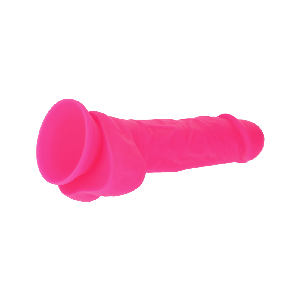7.5" SILICONE DUAL DENSITY COCK W/ BALLS  - PINK