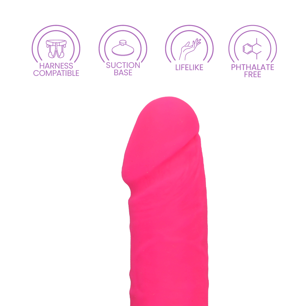 8" SILICONE DUAL DENSITY COCK W/ BALLS  - PINK