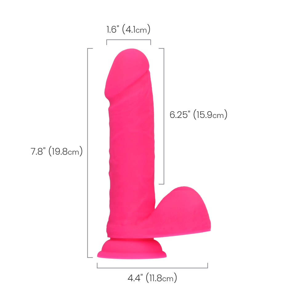 8" SILICONE DUAL DENSITY COCK W/ BALLS  - PINK