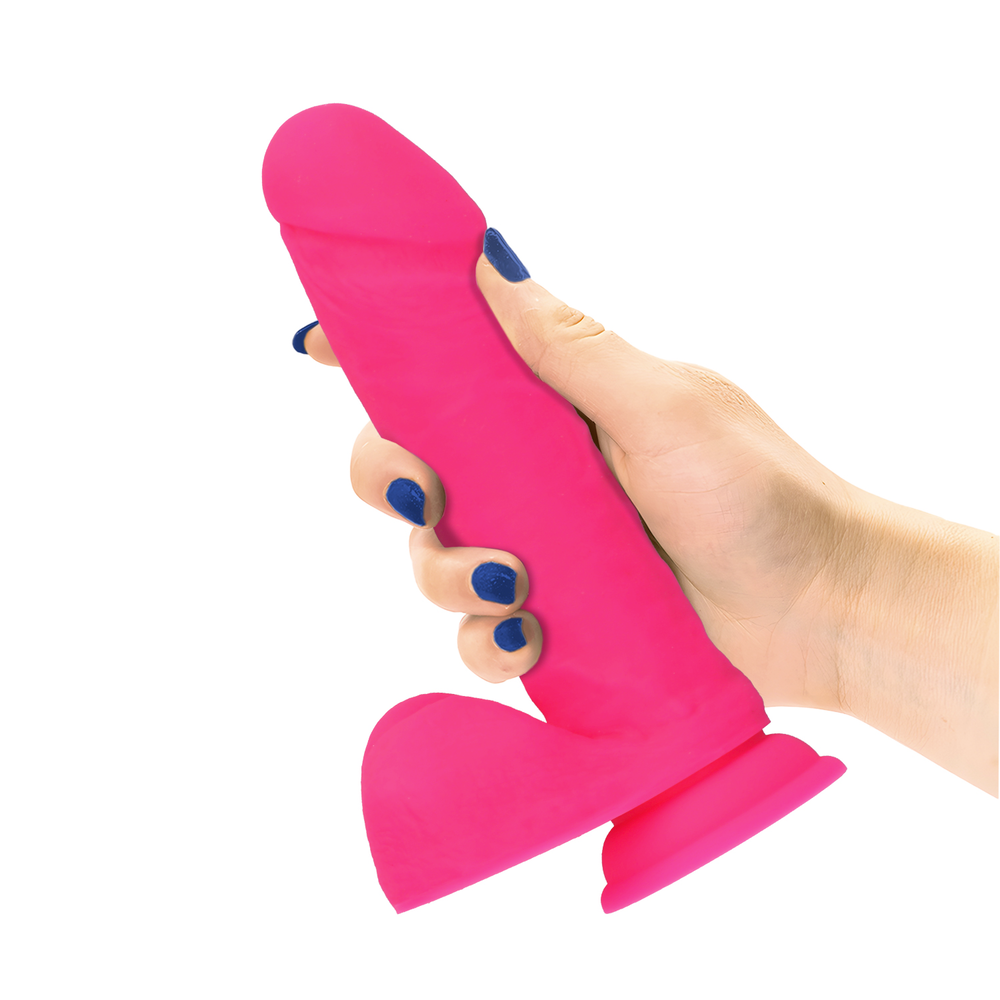 8" SILICONE DUAL DENSITY COCK W/ BALLS  - PINK