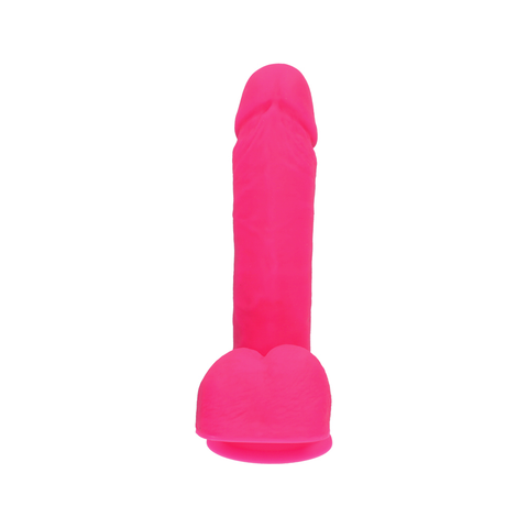 8" SILICONE DUAL DENSITY COCK W/ BALLS  - PINK