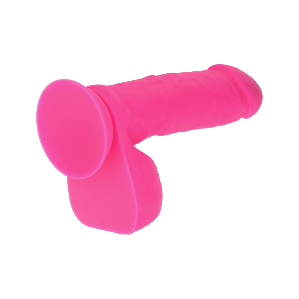 8" SILICONE DUAL DENSITY COCK W/ BALLS  - PINK