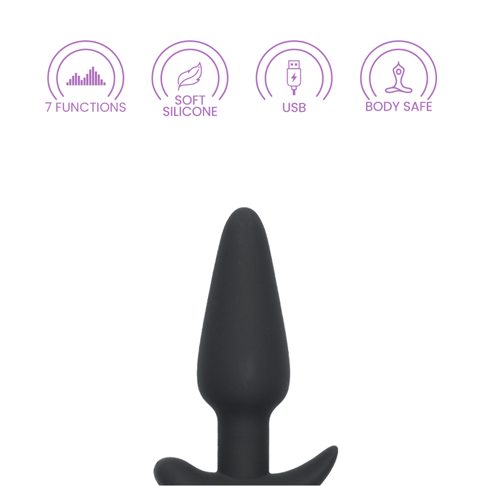 SILICONE BUTT PLUG W/ R/C - BLACK