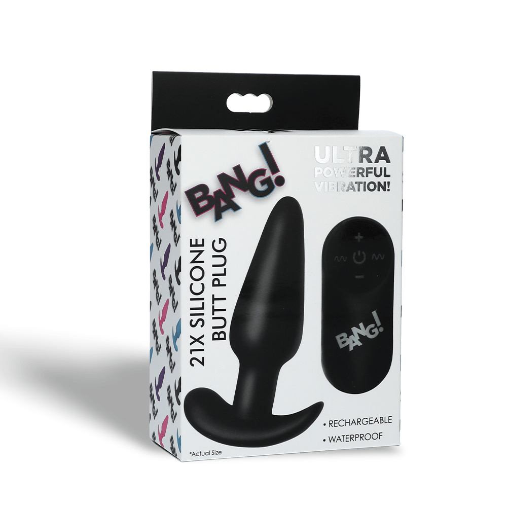 SILICONE BUTT PLUG W/ R/C - BLACK
