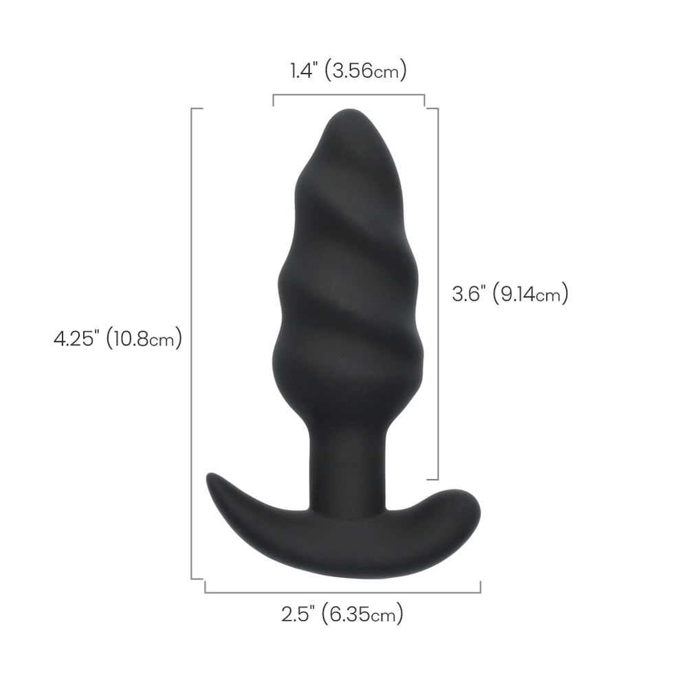 SILICONE SWIRL BUTT PLUG W/ R/C - BLACK