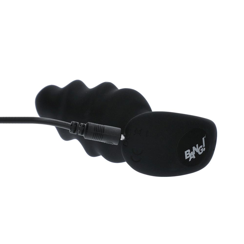 SILICONE SWIRL BUTT PLUG W/ R/C - BLACK