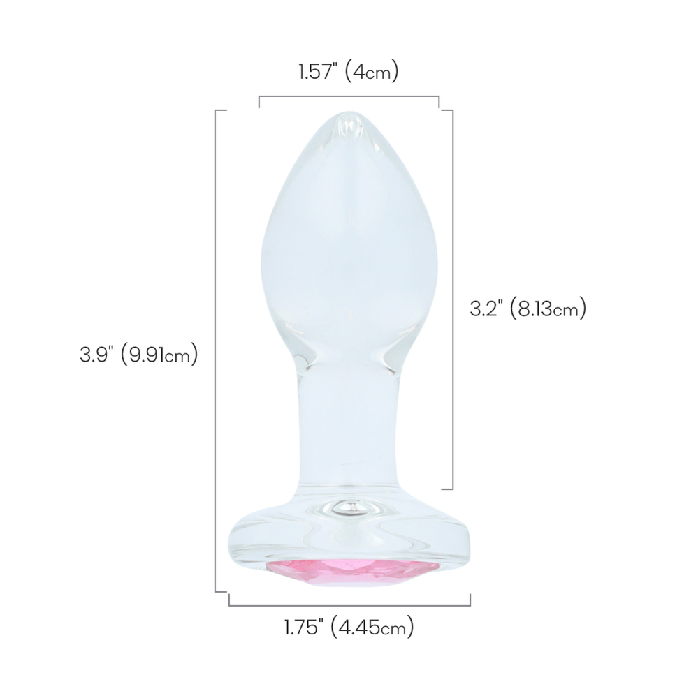 PINK GEM GLASS ANAL PLUG - LARGE