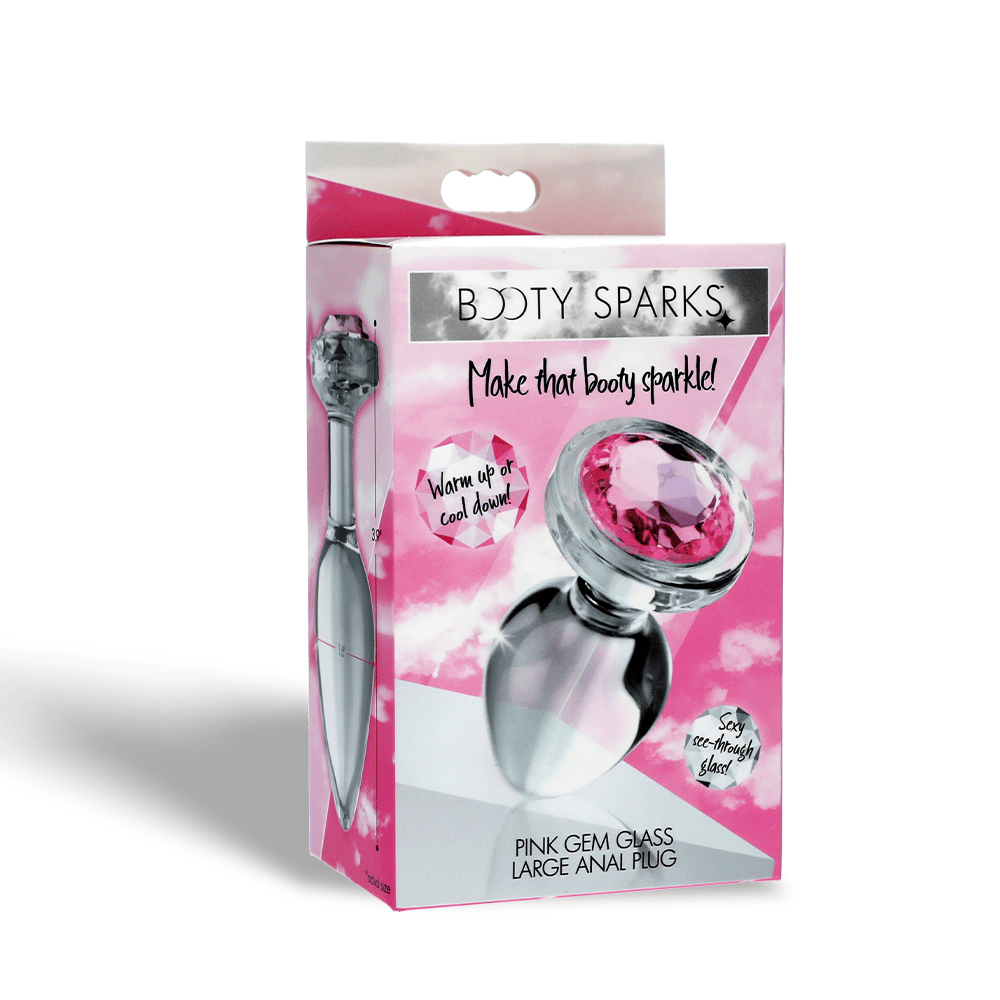 PINK GEM GLASS ANAL PLUG - LARGE
