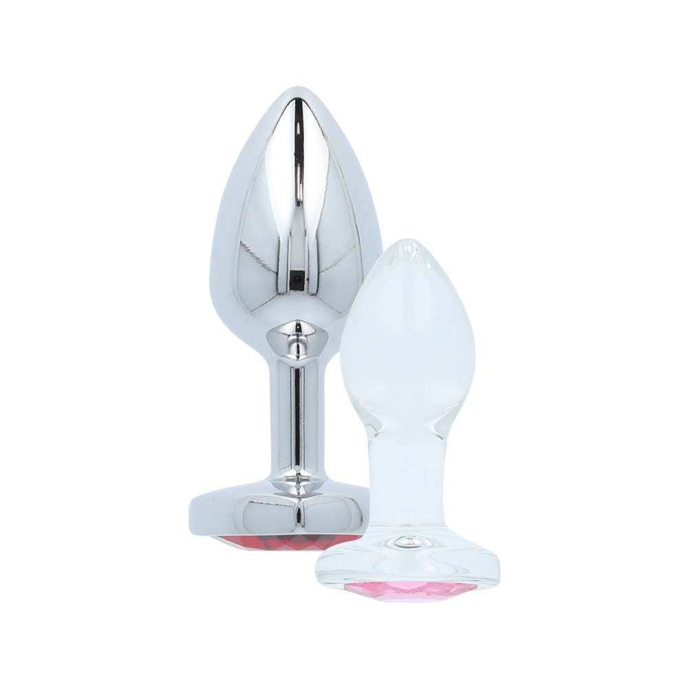 PINK GEM GLASS ANAL PLUG - LARGE