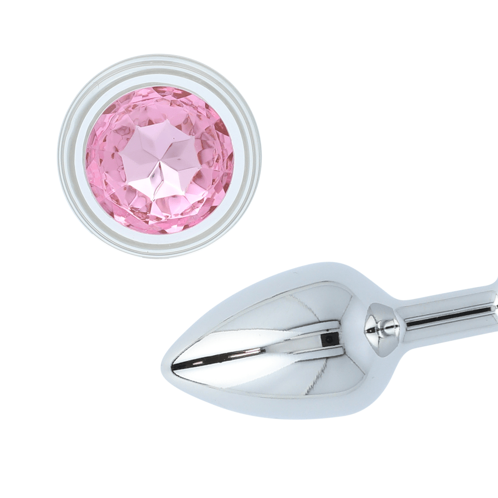 PINK GEM GLASS ANAL PLUG - SMALL