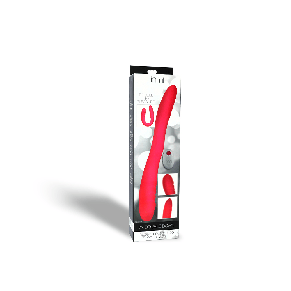 DOUBLE DOWN SILICONE DOUBLE DILDO W/ REMOTE