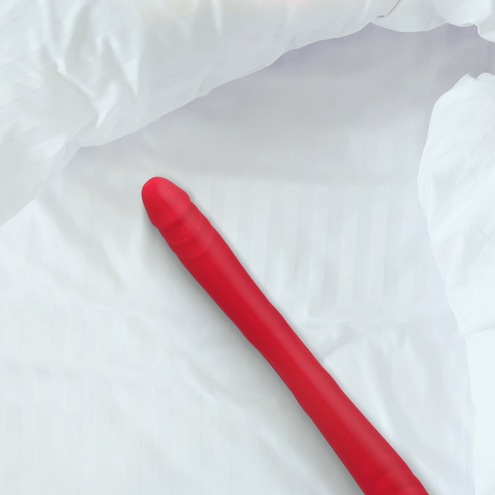 DOUBLE DOWN SILICONE DOUBLE DILDO W/ REMOTE