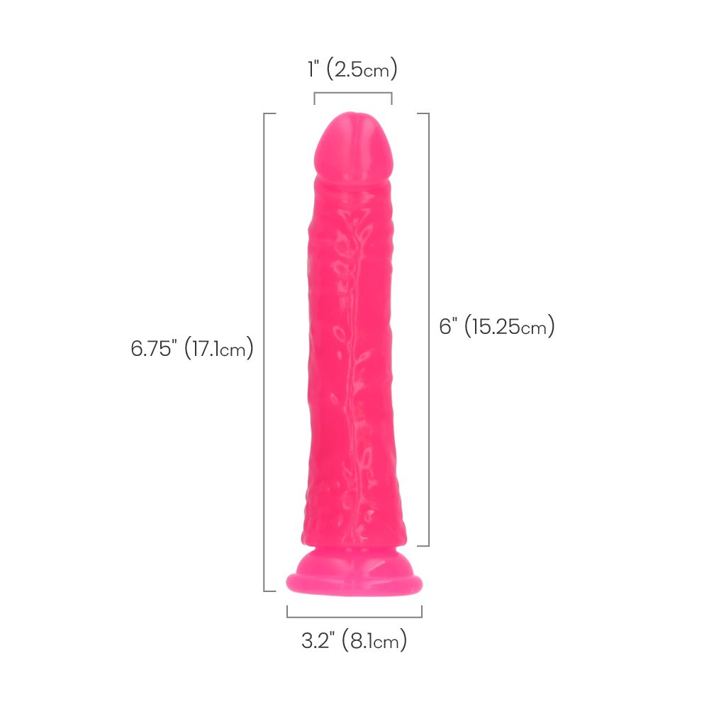 6" SLIM GID DILDO - NEON PINK