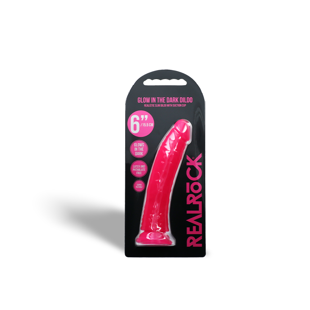 6" SLIM GID DILDO - NEON PINK