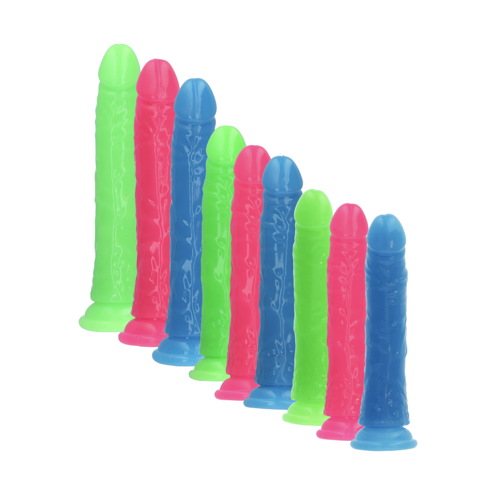 6" SLIM GID DILDO - NEON BLUE