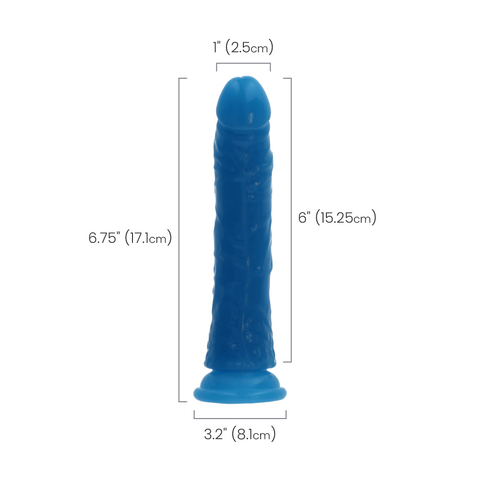 6" SLIM GID DILDO - NEON BLUE