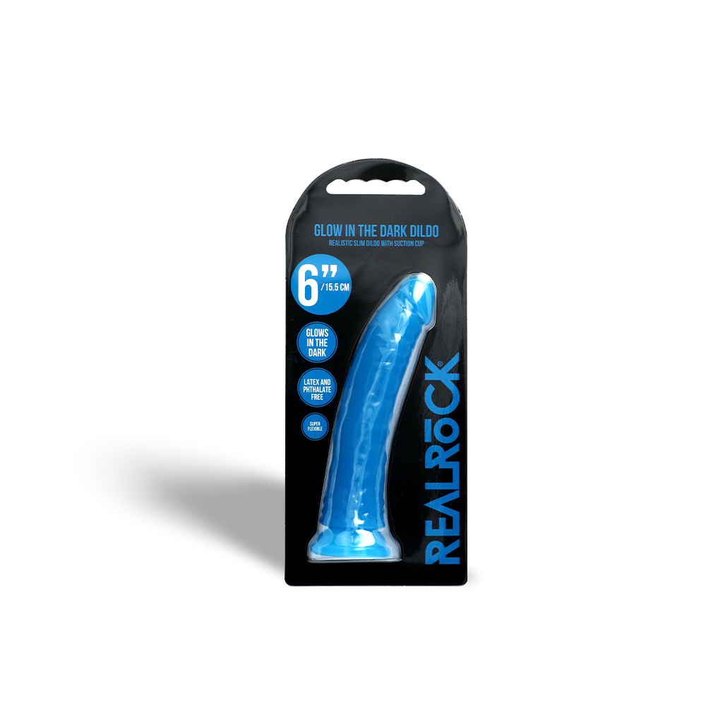 6" SLIM GID DILDO - NEON BLUE