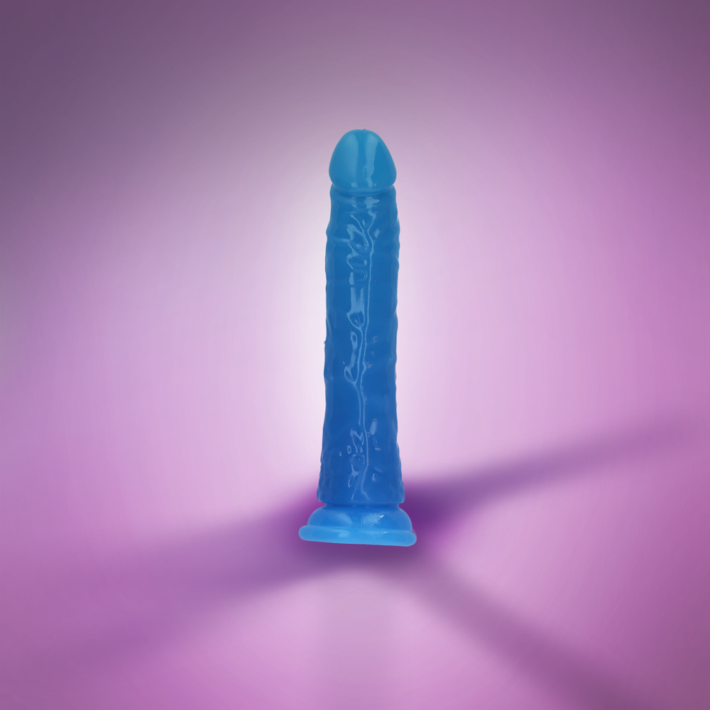 7" SLIM GID DILDO - NEON BLUE