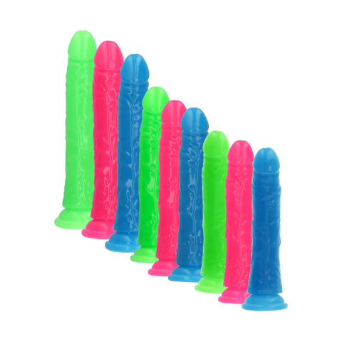 8" SLIM GID DILDO - NEON BLUE