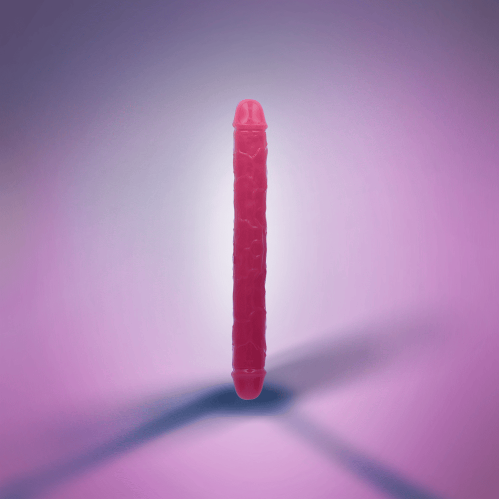 12" DOUBLE GID DILDO - NEON PINK