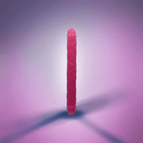 12" DOUBLE GID DILDO - NEON PINK