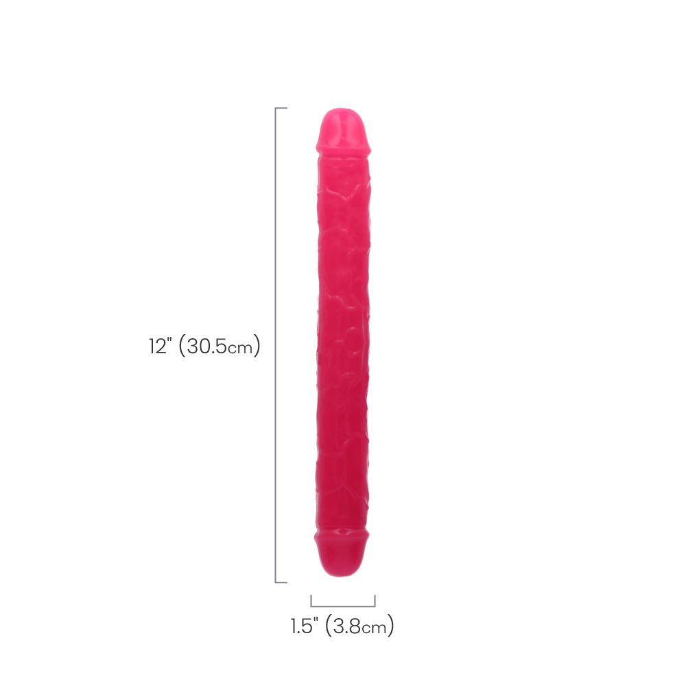 12" DOUBLE GID DILDO - NEON PINK