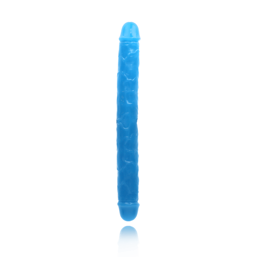 15" SLIM DOUBLE GID DILDO - NEON BLUE