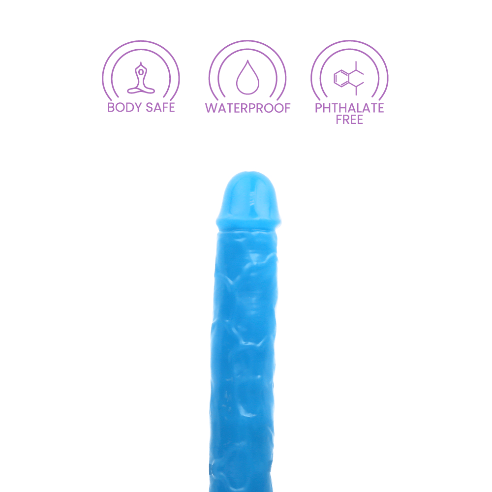 15" SLIM DOUBLE GID DILDO - NEON BLUE