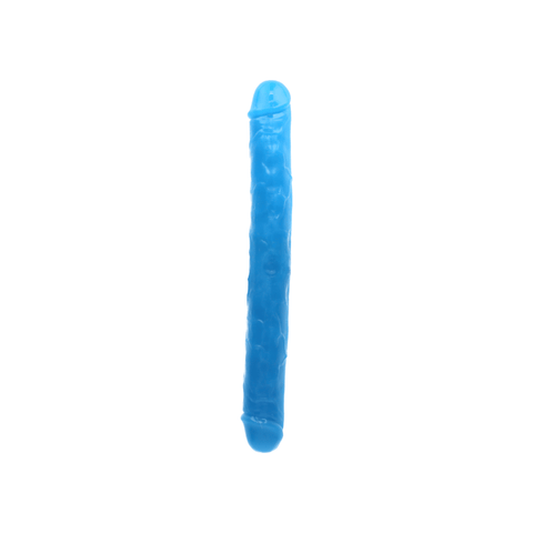 15" SLIM DOUBLE GID DILDO - NEON BLUE