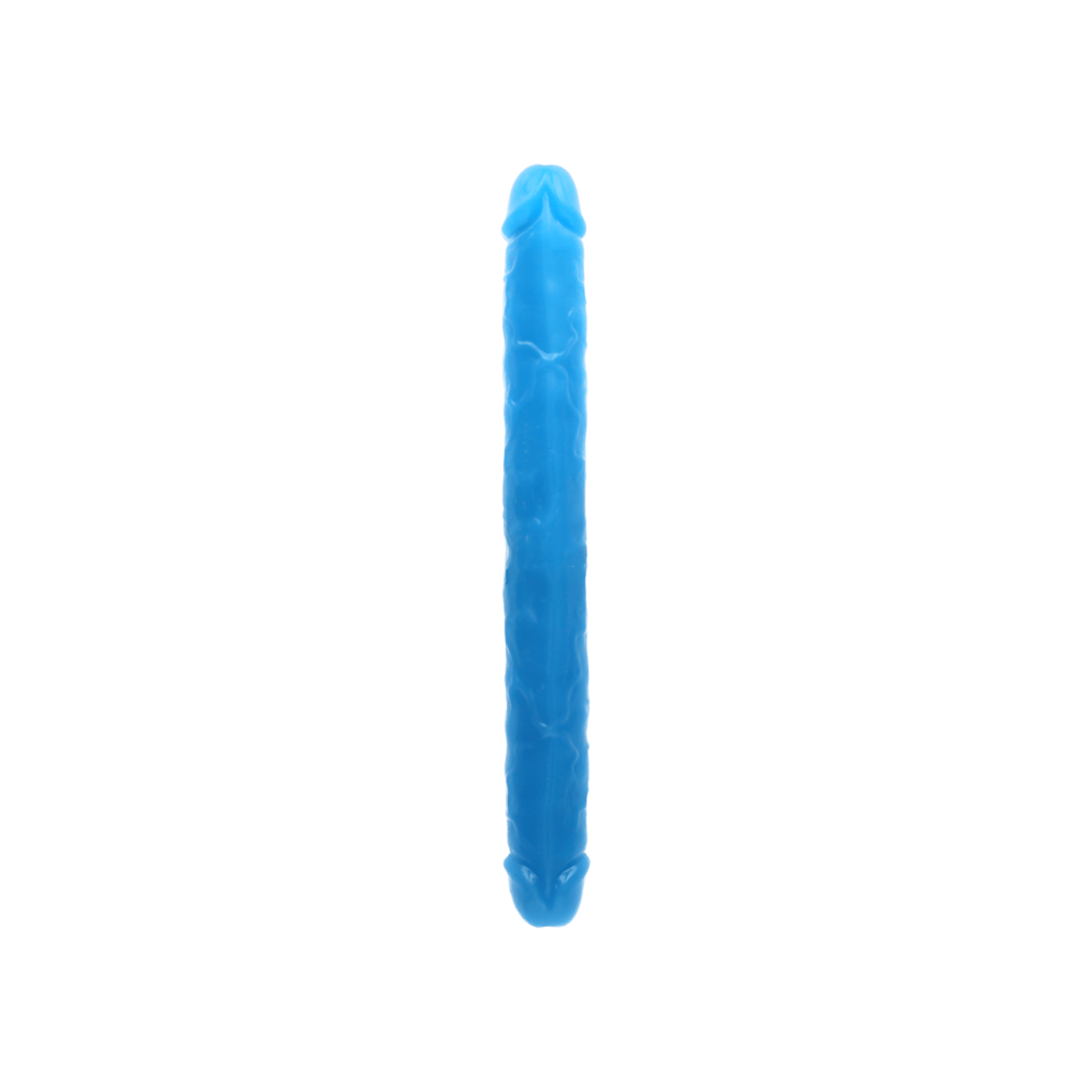 15" SLIM DOUBLE GID DILDO - NEON BLUE