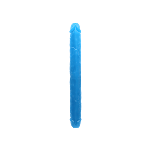 15" SLIM DOUBLE GID DILDO - NEON BLUE