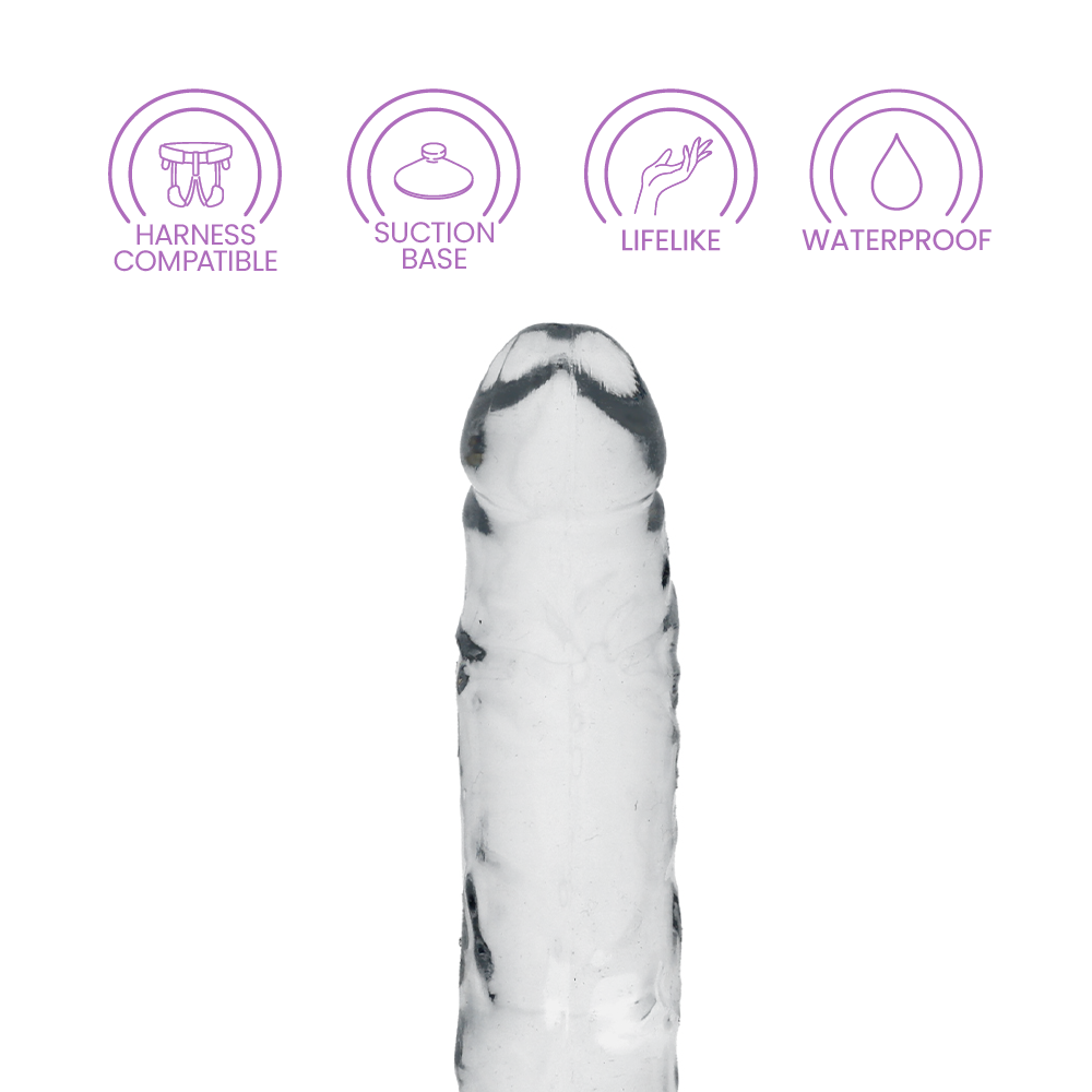 6" SLIM CRYSTAL CLEAR DILDO - CLEAR