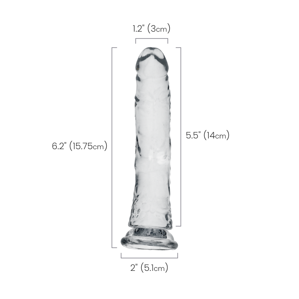 6" SLIM CRYSTAL CLEAR DILDO - CLEAR