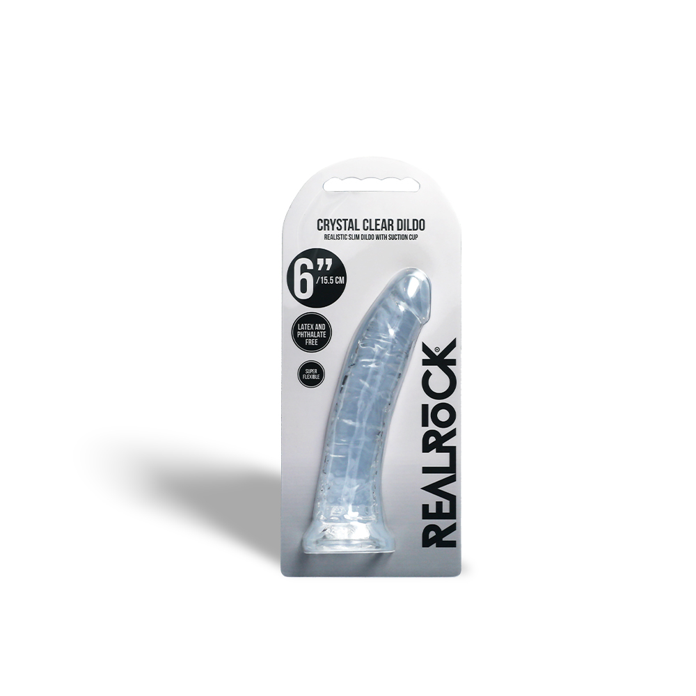 6" SLIM CRYSTAL CLEAR DILDO - CLEAR