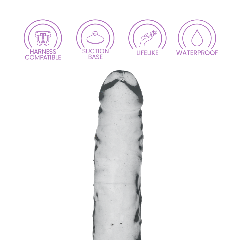 7" SLIM CRYSTAL CLEAR DILDO - CLEAR