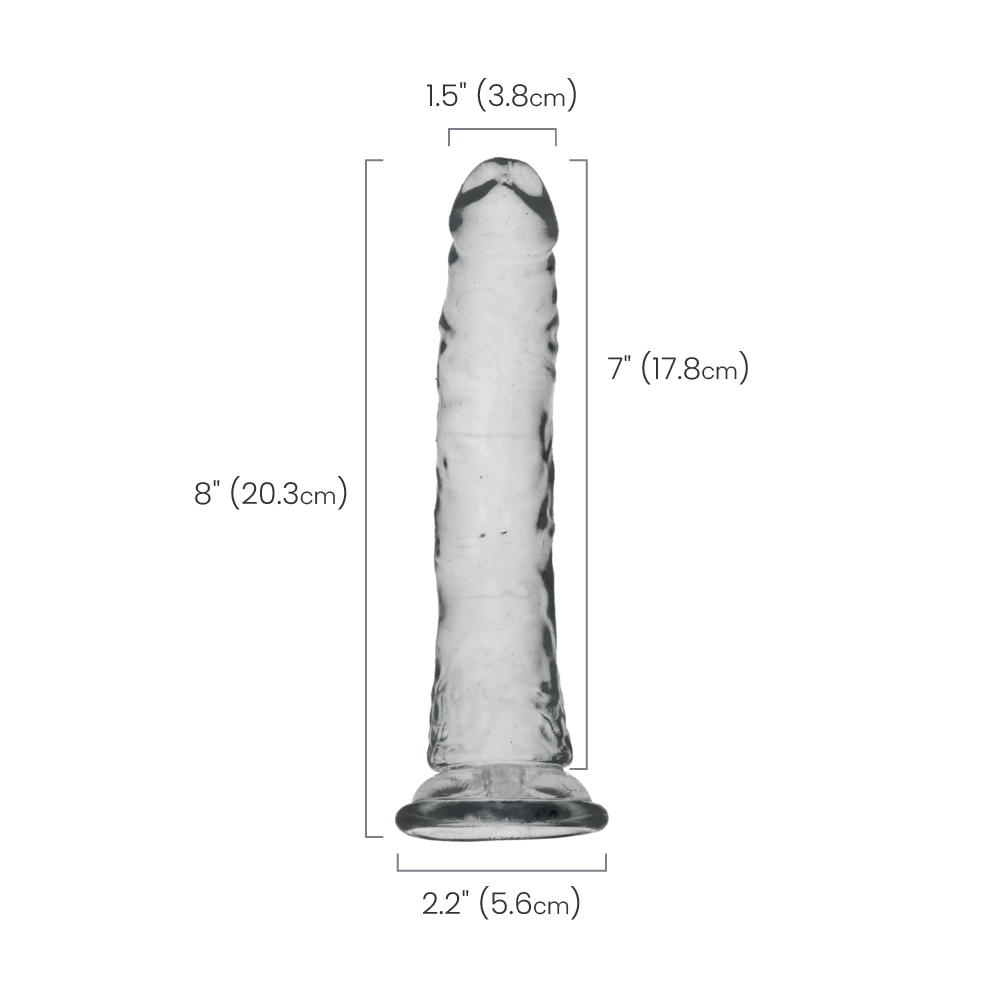 7" SLIM CRYSTAL CLEAR DILDO - CLEAR