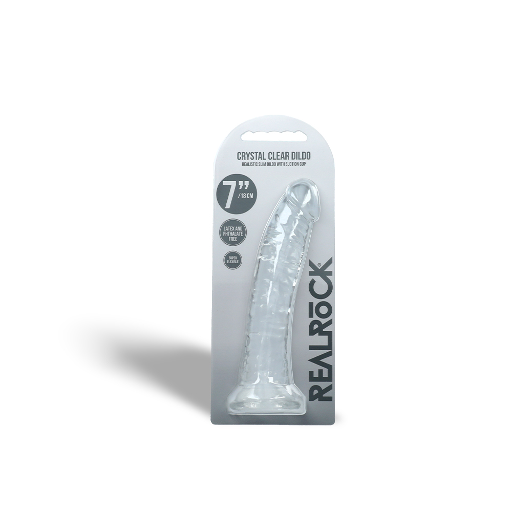 7" SLIM CRYSTAL CLEAR DILDO - CLEAR