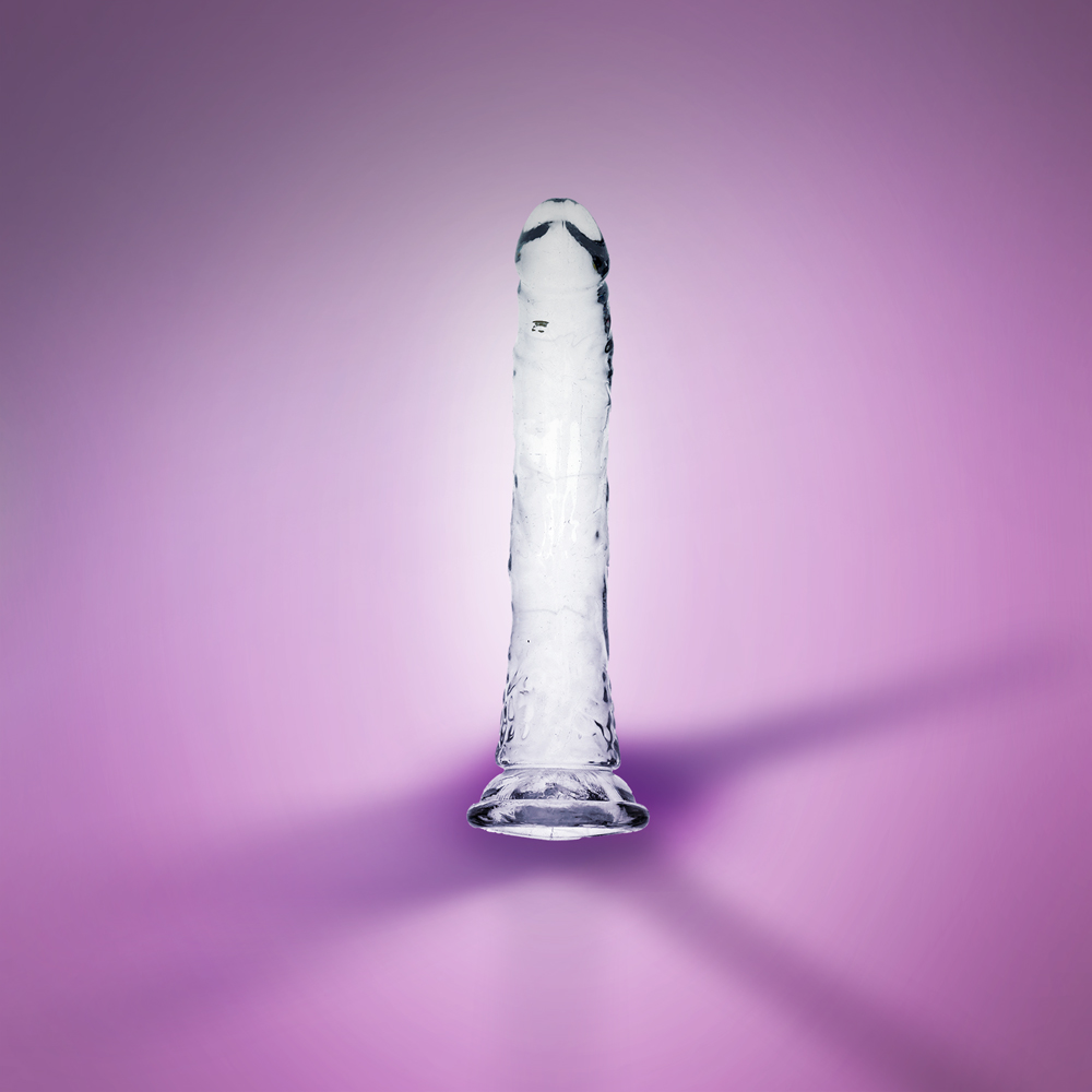 8" SLIM CRYSTAL CLEAR DILDO - CLEAR