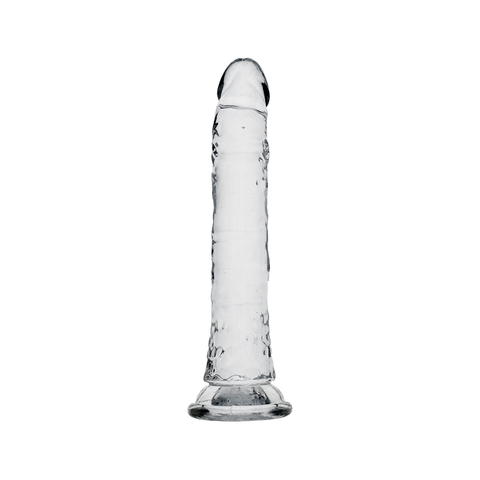 8" SLIM CRYSTAL CLEAR DILDO - CLEAR