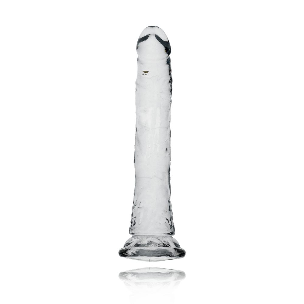 8" SLIM CRYSTAL CLEAR DILDO - CLEAR