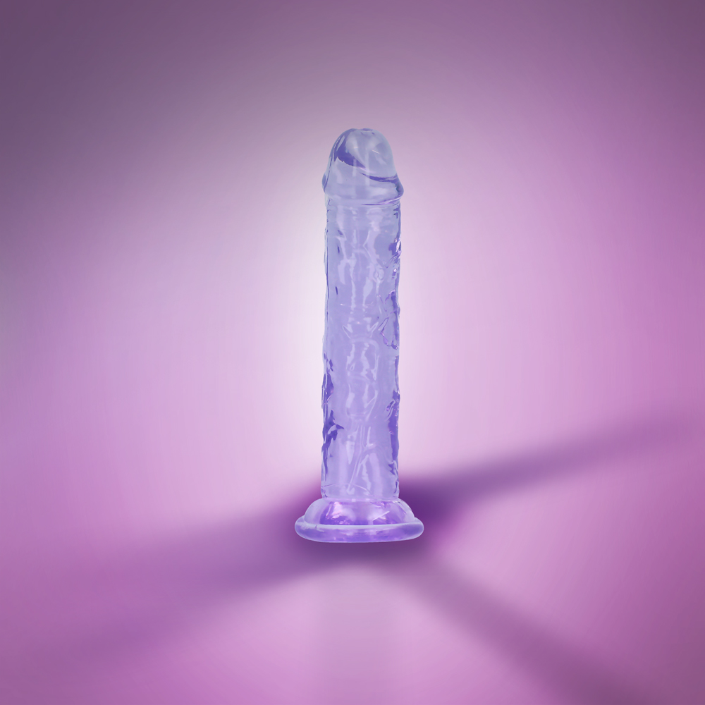 6" SLIM CRYSTAL CLEAR DILDO - PURPLE