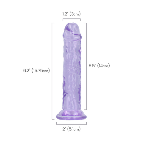 6" SLIM CRYSTAL CLEAR DILDO - PURPLE