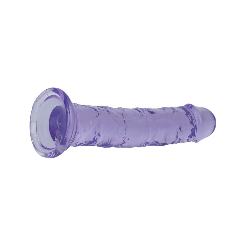 6" SLIM CRYSTAL CLEAR DILDO - PURPLE