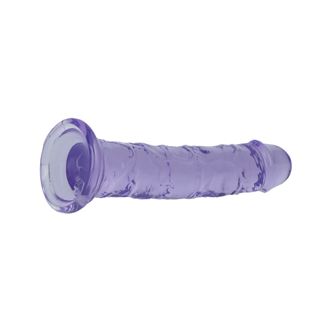 6" SLIM CRYSTAL CLEAR DILDO - PURPLE