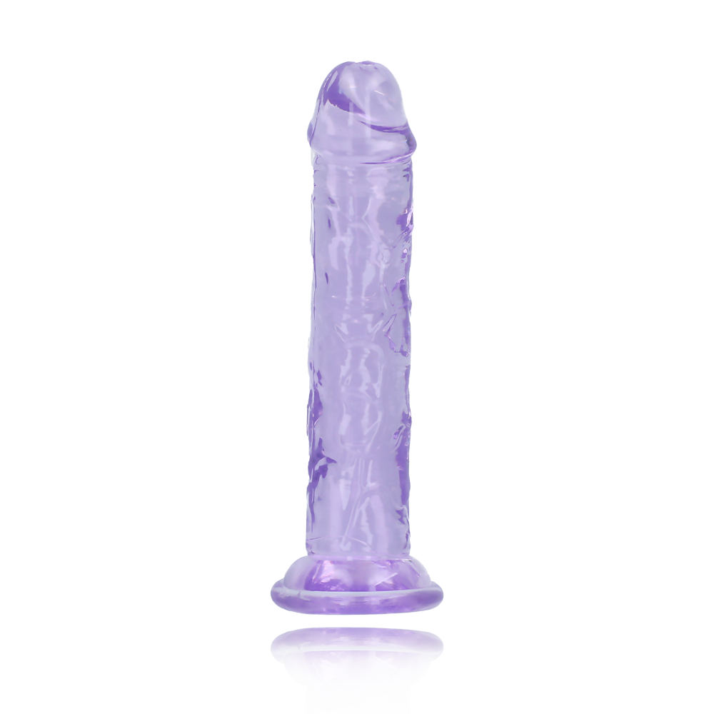 6" SLIM CRYSTAL CLEAR DILDO - PURPLE