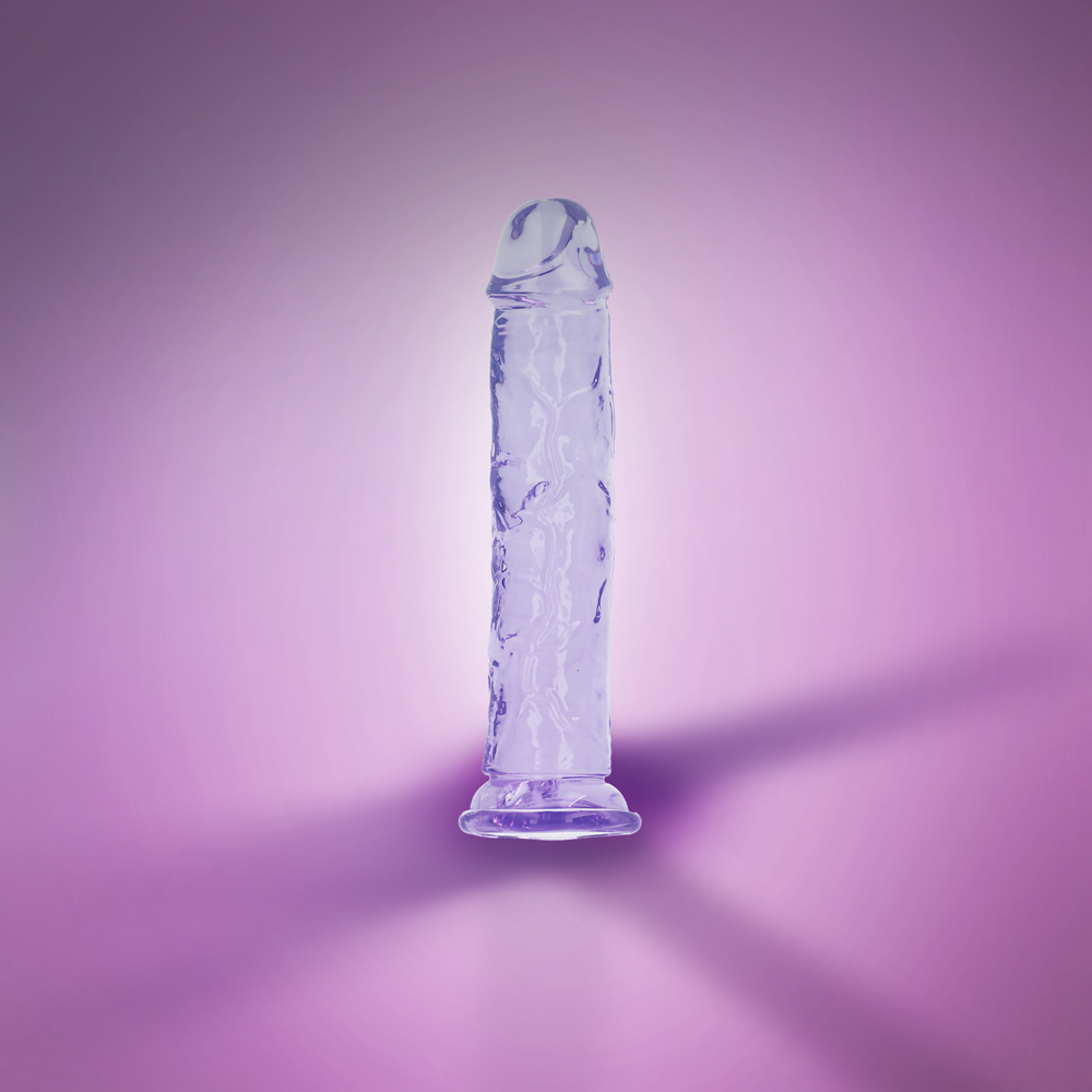 7" SLIM CRYSTAL CLEAR DILDO - PURPLE