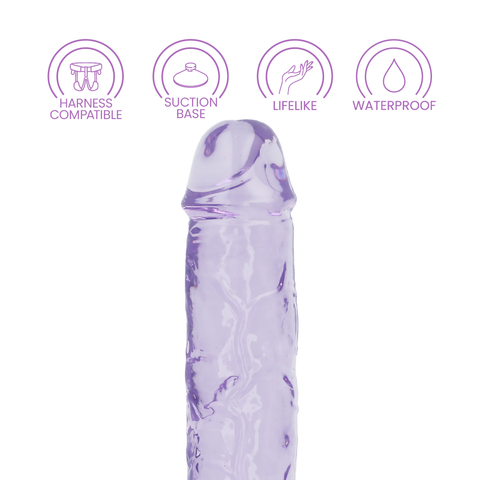 7" SLIM CRYSTAL CLEAR DILDO - PURPLE